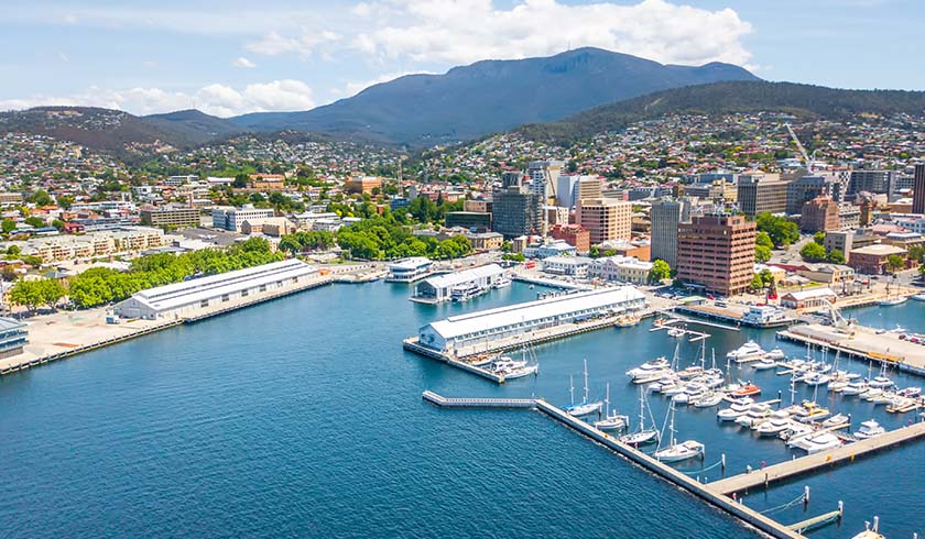 Hobart city Tasmania aerial spi