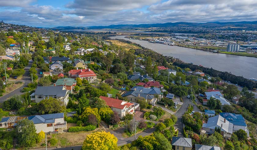 Tasmania suburbs aerial spi