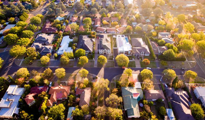 aerial shot of property