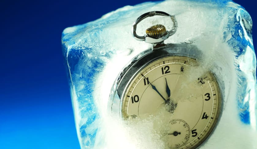 clock in ice cube