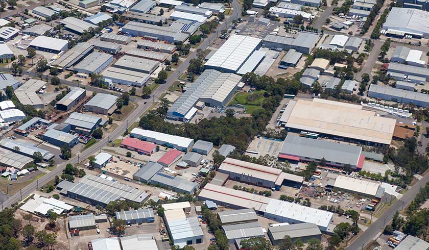 industrial buildings aerial spi