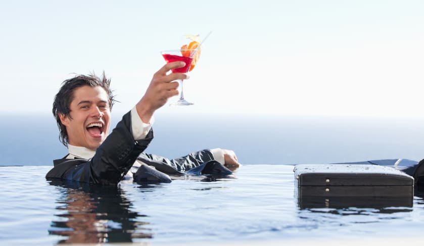 pool cocktail man in suit