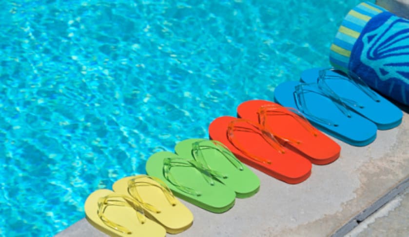 pool with flip flops