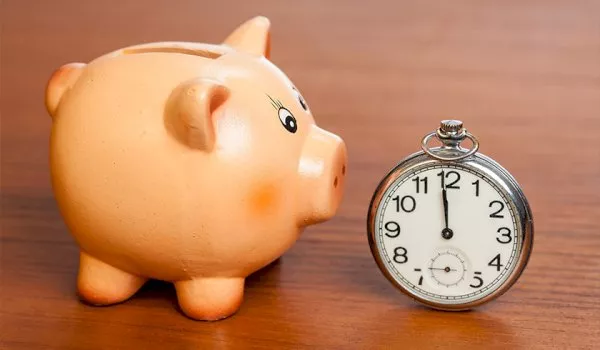 Piggy bank and clock