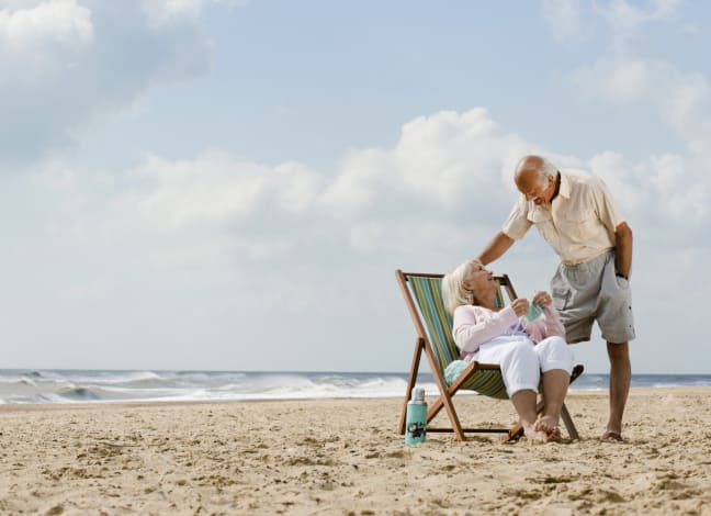 retirees on beach